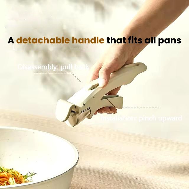 4-piece nonstick pan set for cooking and placing on the warmer, with a removable handle