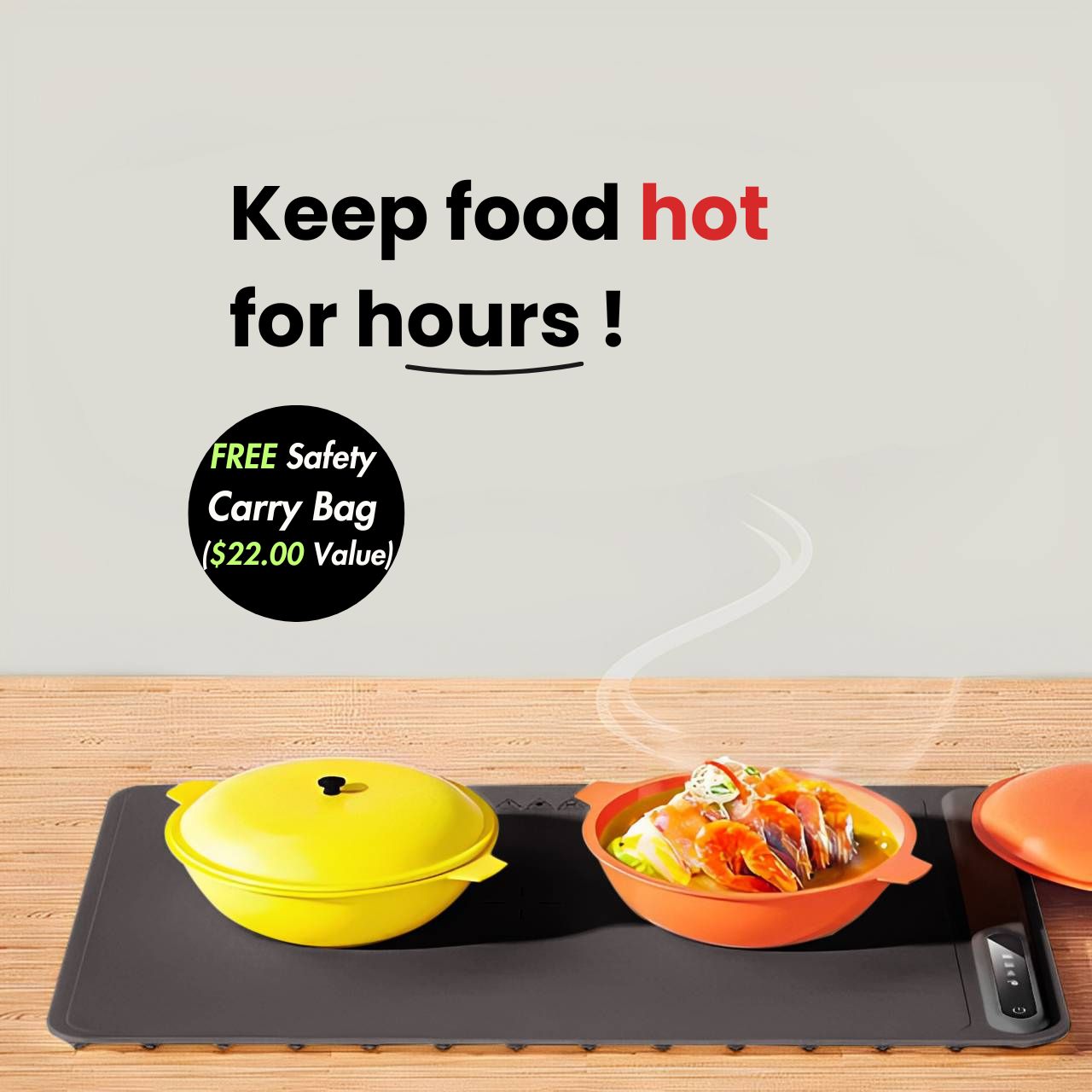 Adjustable Food Warmer | Spend more time with loved ones – No more kitchen trips to reheat