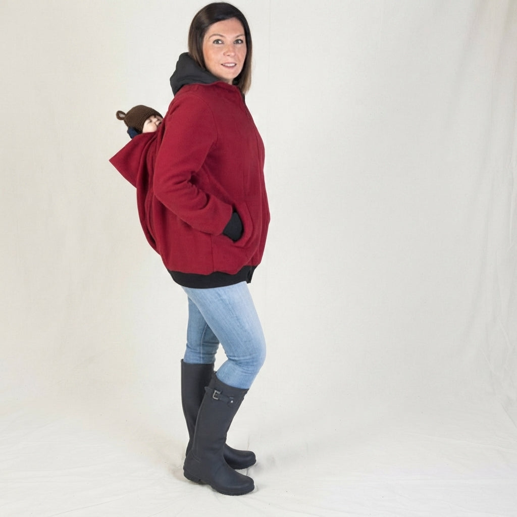 Women's Fleece Zip Up 3 in 1 Maternity Baby Wearing Hoodie