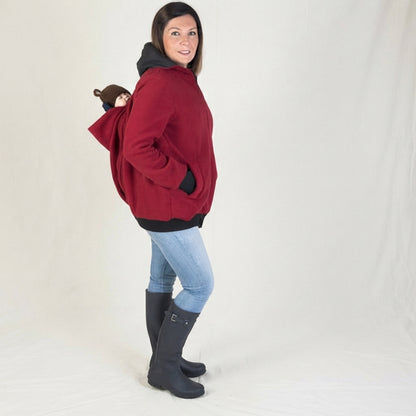 Women's Fleece Zip Up 3 in 1 Maternity Baby Wearing Hoodie