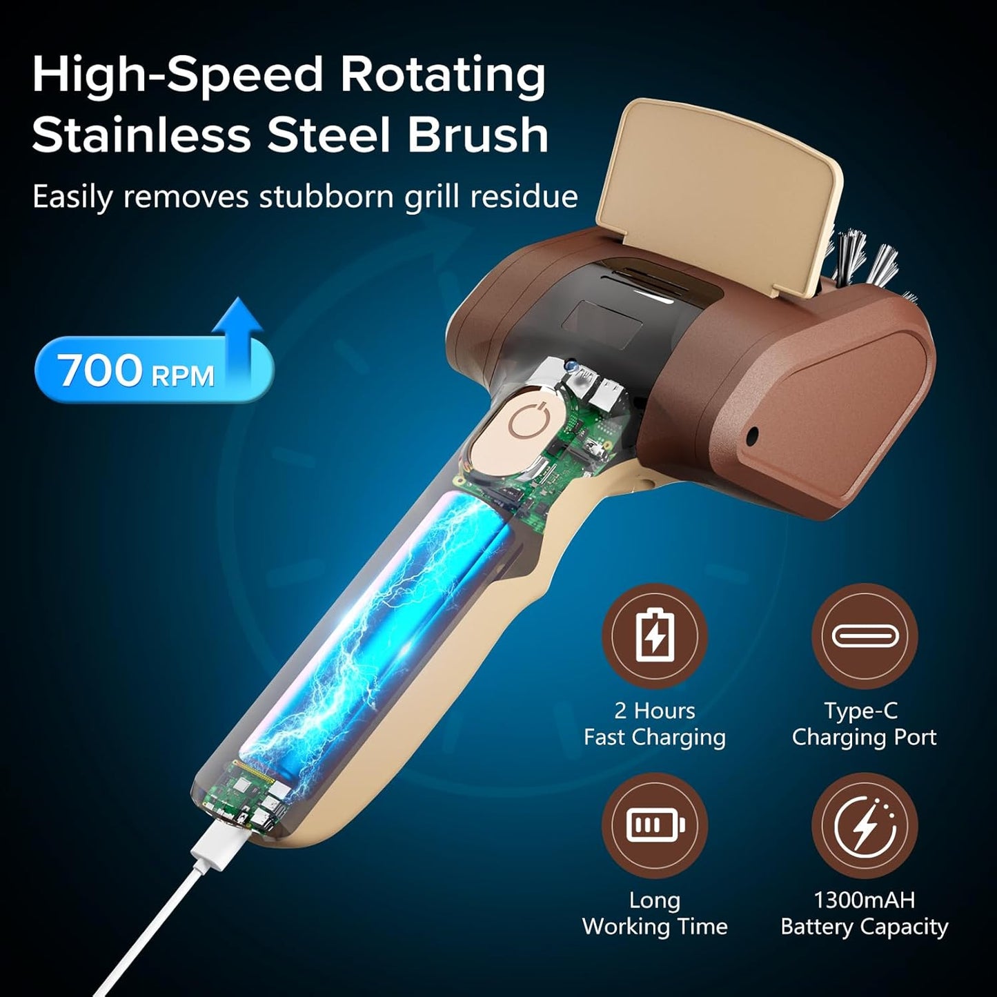 Rechargeable GrateMaster - The Fastest Way to Clean Your Grill