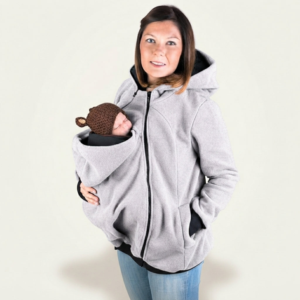 Women's Fleece Zip Up 3 in 1 Maternity Baby Wearing Hoodie