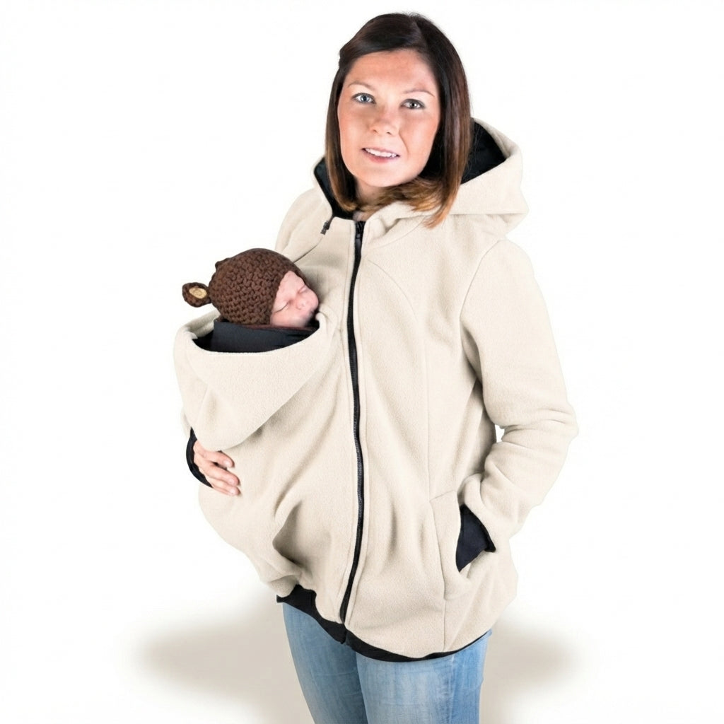 Women's Fleece Zip Up 3 in 1 Maternity Baby Wearing Hoodie