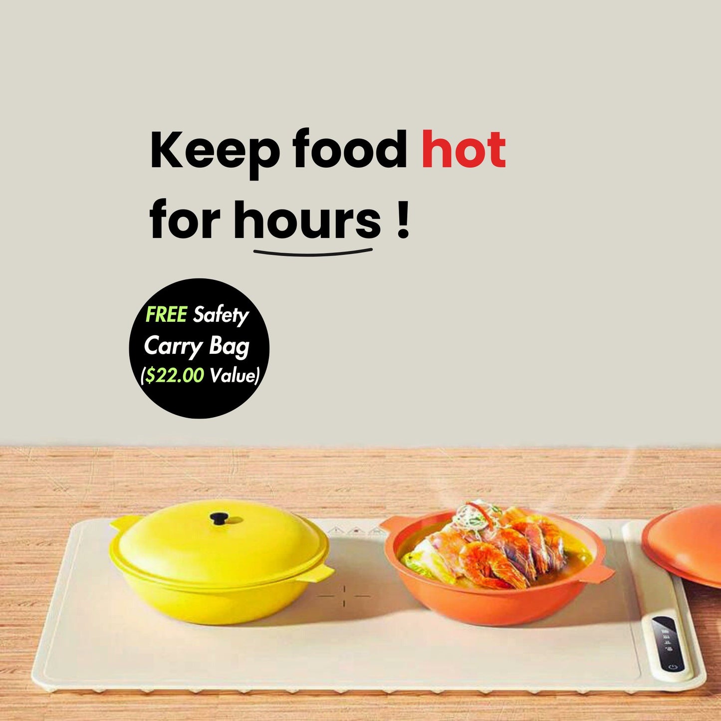 Adjustable Food Warmer | Spend more time with loved ones – No more kitchen trips to reheat