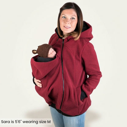 Women's Fleece Zip Up 3 in 1 Maternity Baby Wearing Hoodie