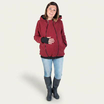 Women's Fleece Zip Up 3 in 1 Maternity Baby Wearing Hoodie